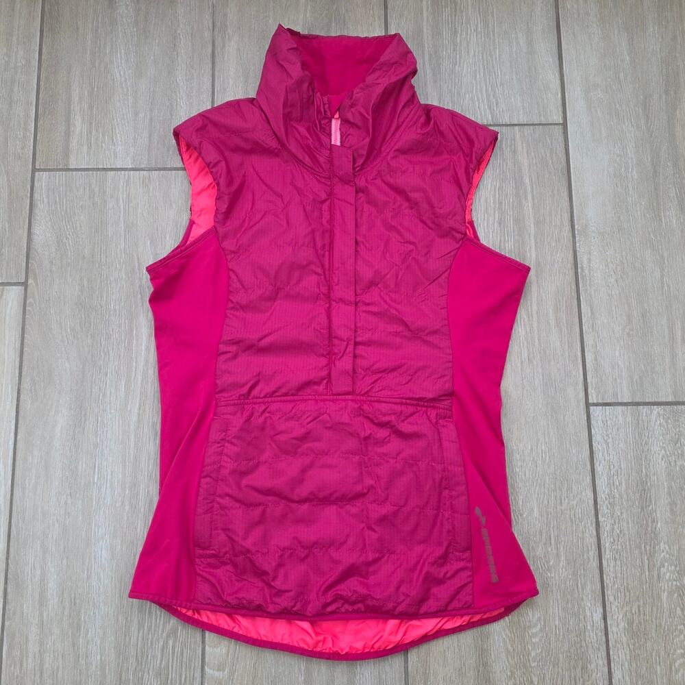 Brooks Thermo Cool Running Vest Women M Pink Insulated Half Zip Pullover Pockets